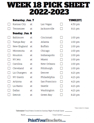 week 18 pick em 2023