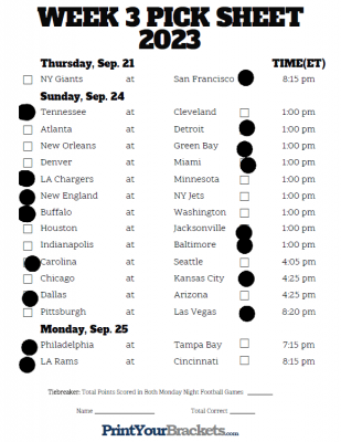 WEEK 2 PICK SHEET 2023