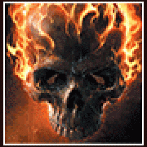 Flaming skull